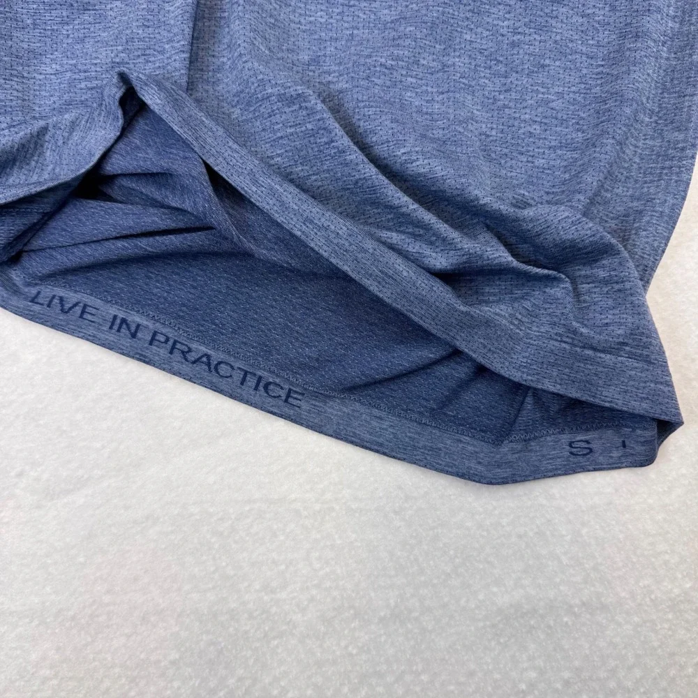 Lululemon Men Polo‎ Shirt Navy Blue Textured Athletic Performance Short Sleeve S